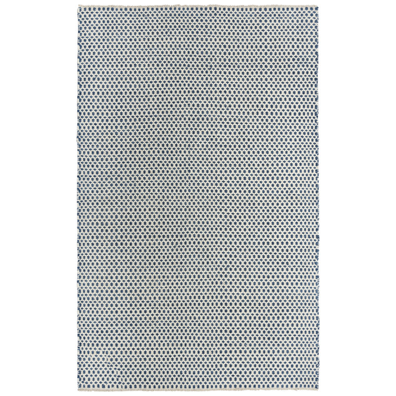 Tapis bleu en laine touffeté à la main Pangle, Rectangle 5 pi x 7 pi 6 po