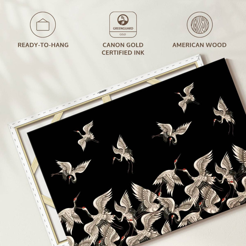 Brampt White Japanese Cranes, 34" H x 51" W