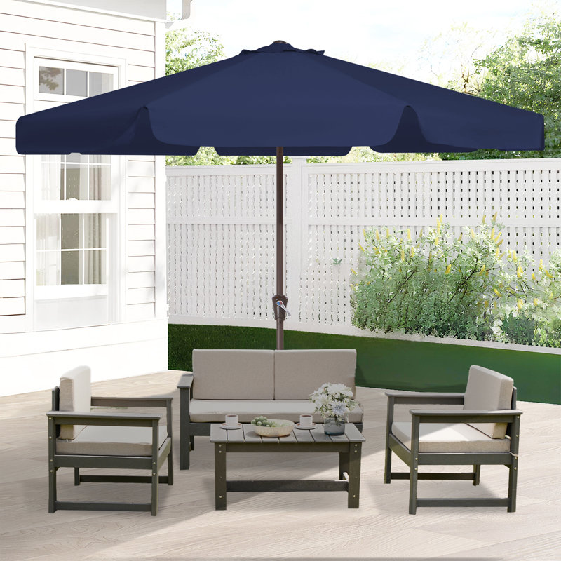 Parasol de marché pour patio extérieur, Marine, H 99,6 po x l 132 po x P 132 po