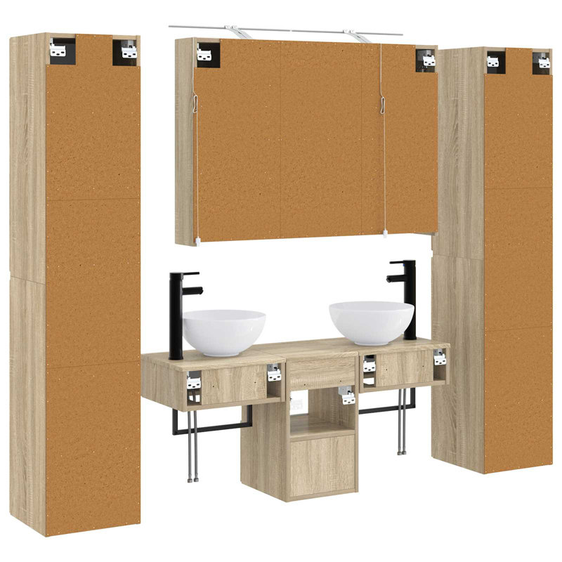 Vanity & Mirror Set, Light Wood