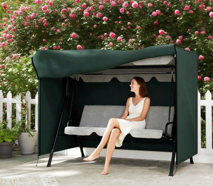 Housse de protection pour chaise de hamac Oxford avec fermeture à glissière et cordon de serrage pour véranda, L 80,75 po