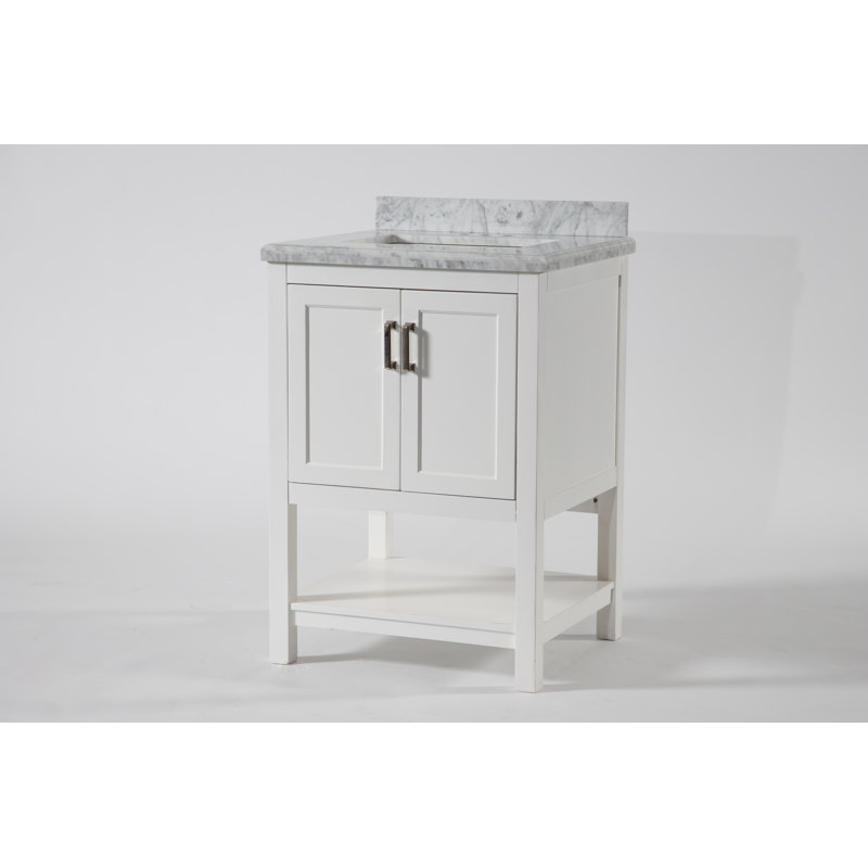 Meuble-lavabo simple 25 po avec plateau en marbre Meggs, Blanc