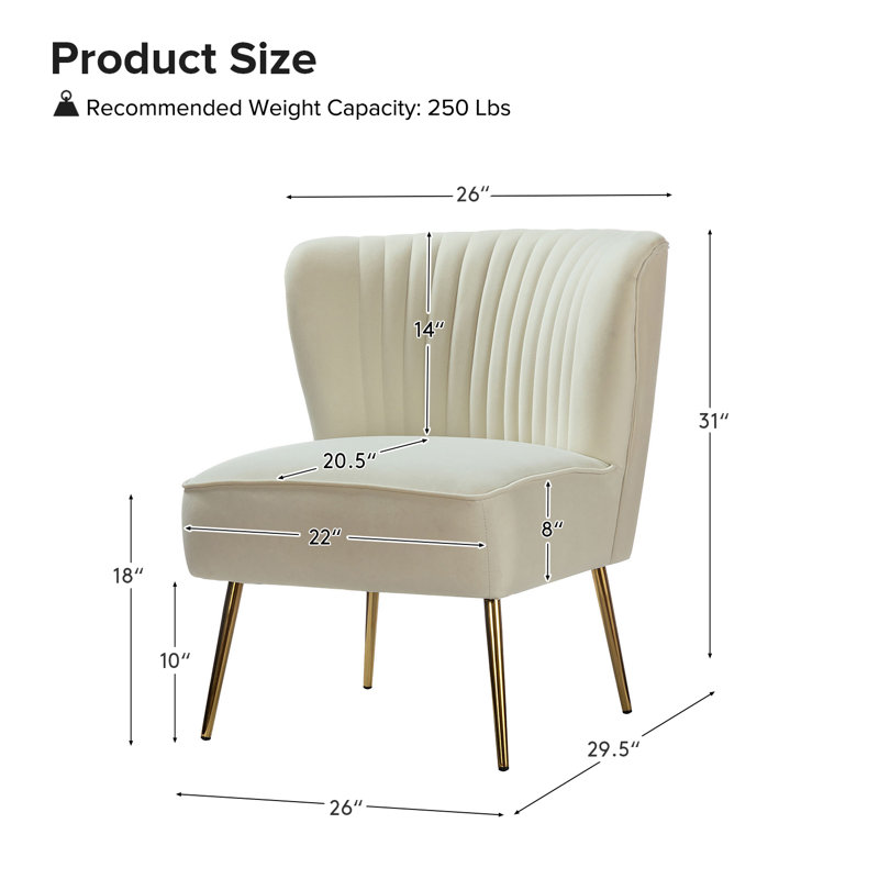 Chaise d'appoint d'appoint en velours capitonné Leona, Velours ivoire