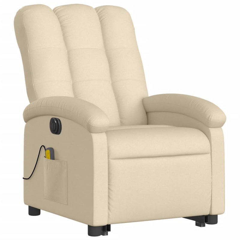 Reclining Massage Chair, Cream Fabric, Power