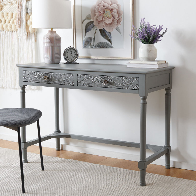 Whisnant Manufactured Wood Writing Desk, Distressed Gray