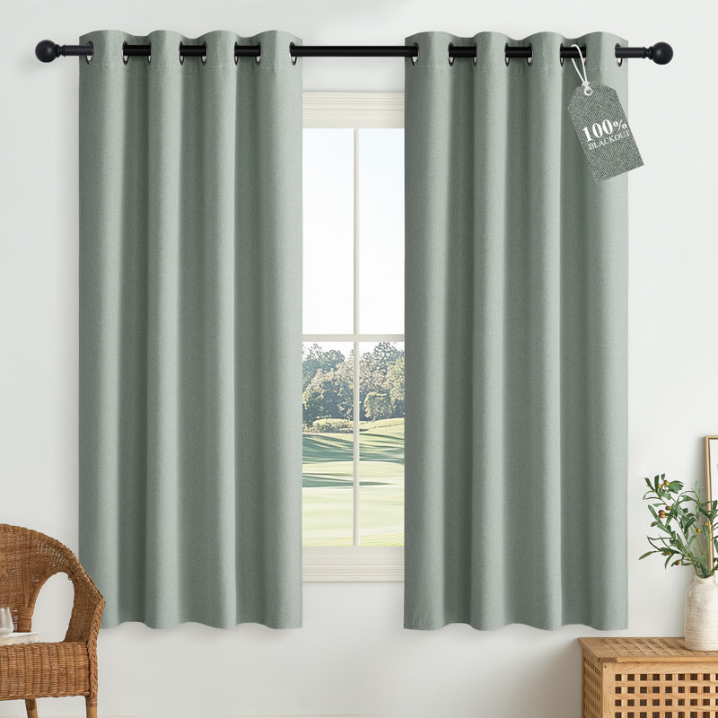 100% Blackout Linen Textured Curtains for Bedroom, Privacy Protection & Noise Reducing Drapes, Insulated Window Treatments for Farmhouse, 2 Panels