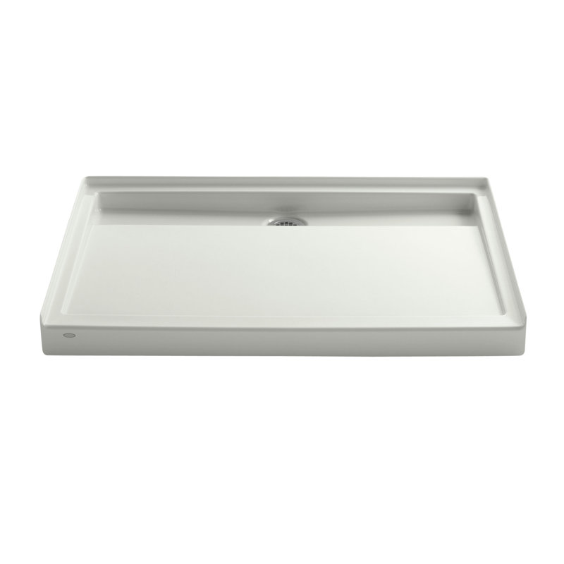 Groove 48" x 36" Single Threshold Rear Center Drain Shower Base, Dune, 42" W x 42" D