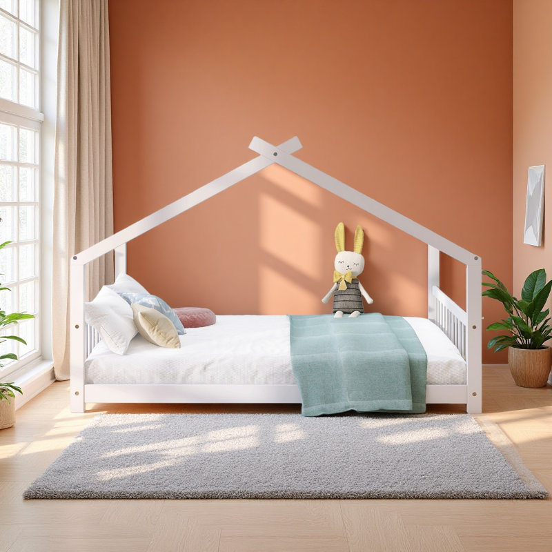 Lit maison, Lit double, Blanc