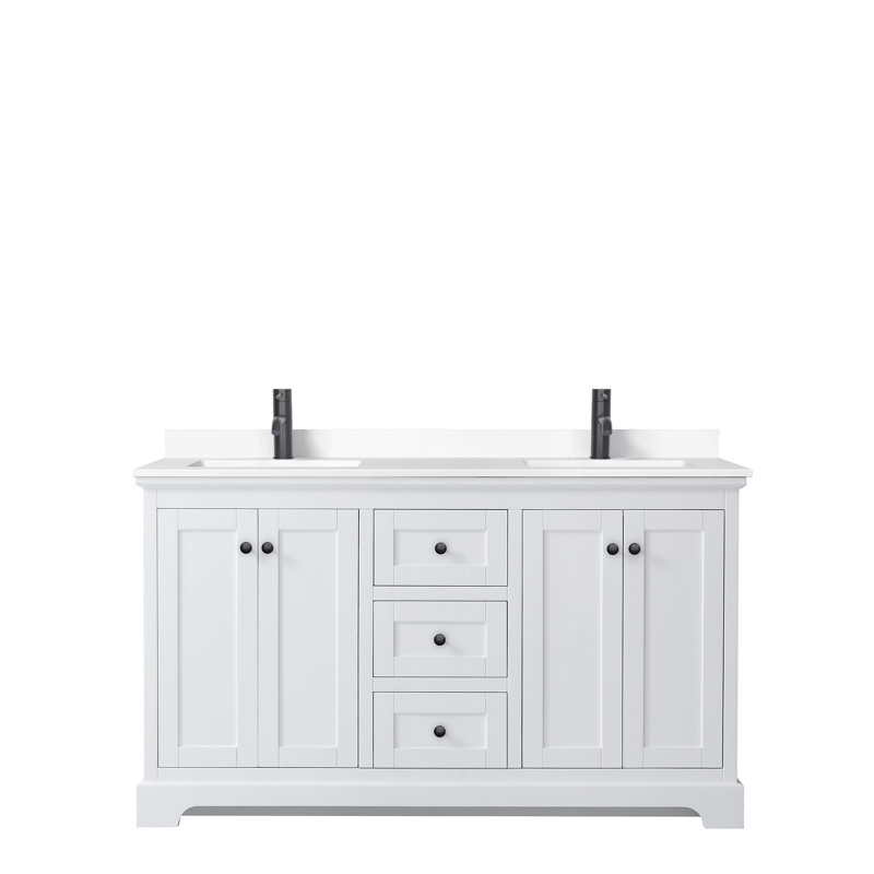 Avery 60'' White Double Bathroom Vanity with Marble Top
