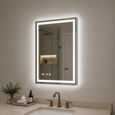Currin 20 in. W x 30 in. H Rectangular Frameless LED Wall Bathroom Vanity Mirror