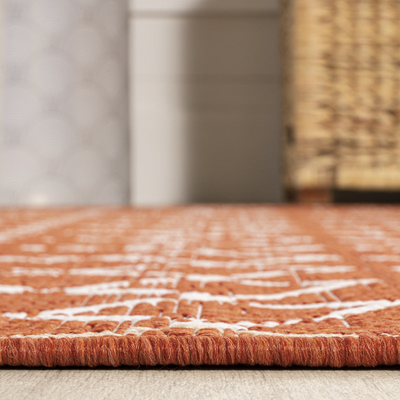 Tapis d'intérieur / extérieur Crompton, Orange/crème, Rectangle 5 pi 3 po x 7 pi 7 po