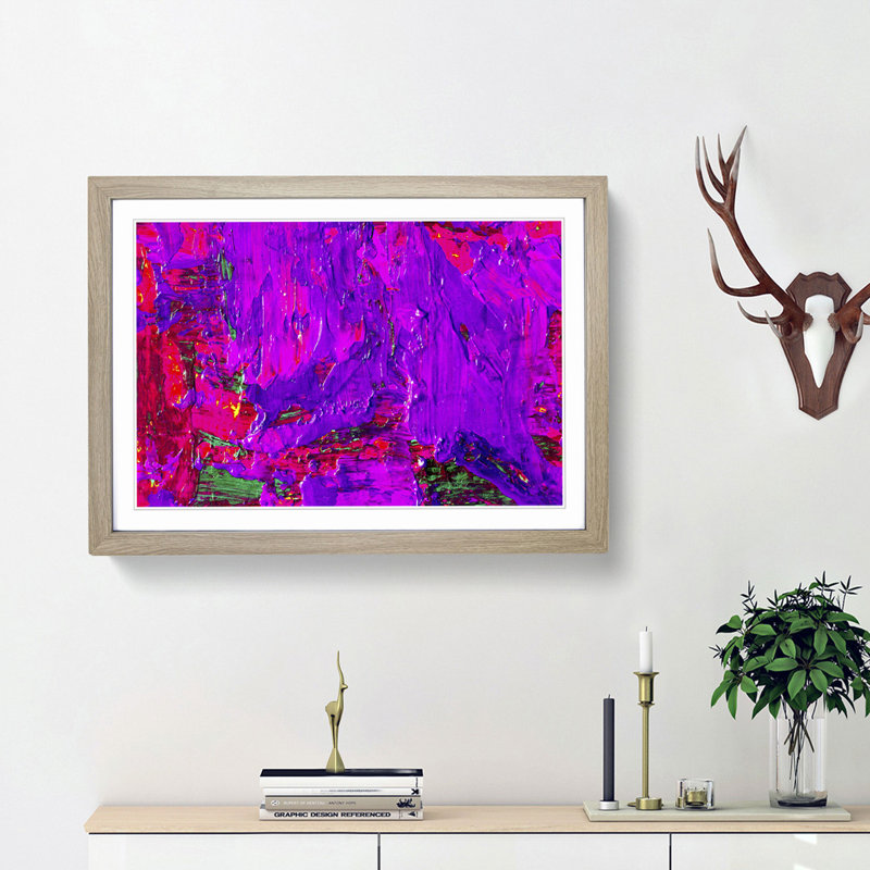 Abstract Art Painting Vol.103 by S.Johnson - Picture Frame Painting Print, 48cm H x 65cm W x 2cm D, Oak Framed