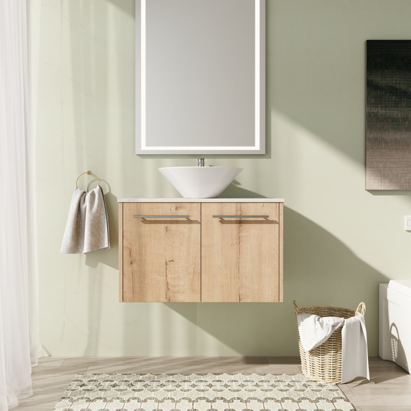 Meuble-lavabo mural simple 30 po avec comptoir en céramique