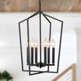 6 - Light Dimmable Lantern Pendant Light with Industrial Metal Frames