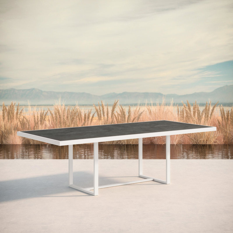 Pavia 96" Dining Table Dekton Top, White, Micron
