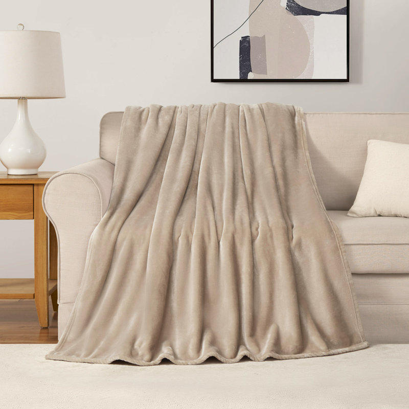 The Sheet Lab Solid Plush Throw Blankets, Doe Brown
