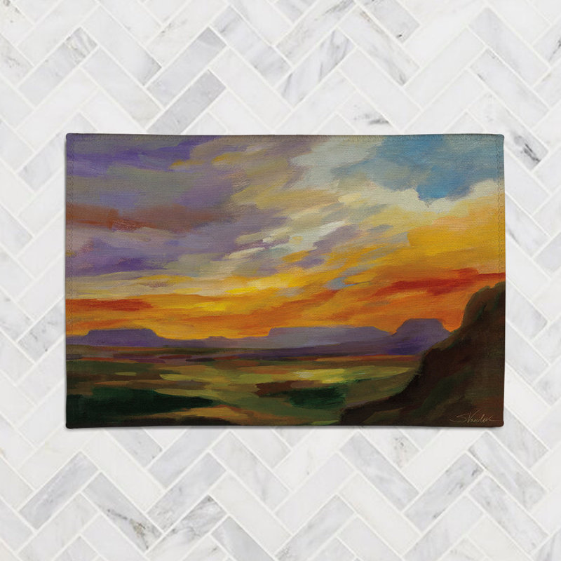 Sonoran Desert Sunset Chenille Abstract Indoor Rug, Rectangle 3' x 5'