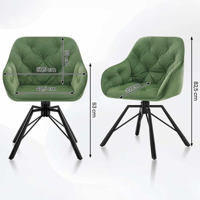 Aagna 44.5cm H Tufted Velvet Upholstered Metal Accent Chair, Green
