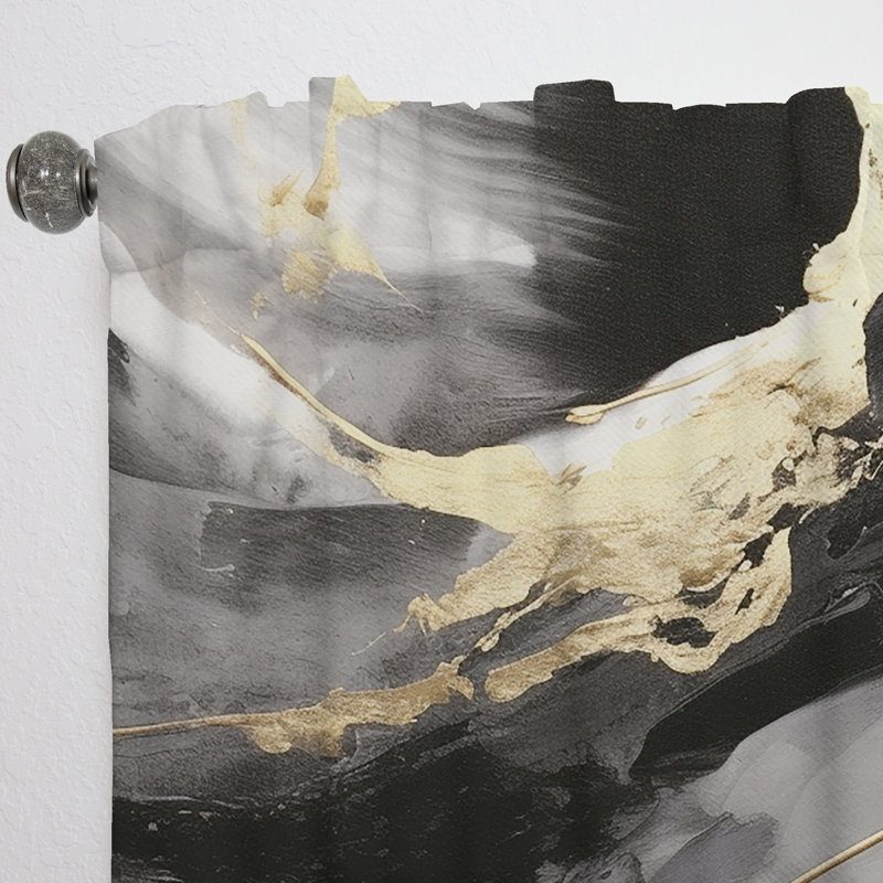 Hestleton - Exploring The Depths Of Gold Marble IV - Abstract Curtain - Velvet Room Darkening - 1 panel, 52" W x 63" L