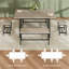 Ensemble de salle à manger extensible pour 4 à 8 personnes, grande table de 63 po avec 2 bancs et 2 tabourets, plateau en bois moderne et structure en métal, peu encombrant et facile à assembler