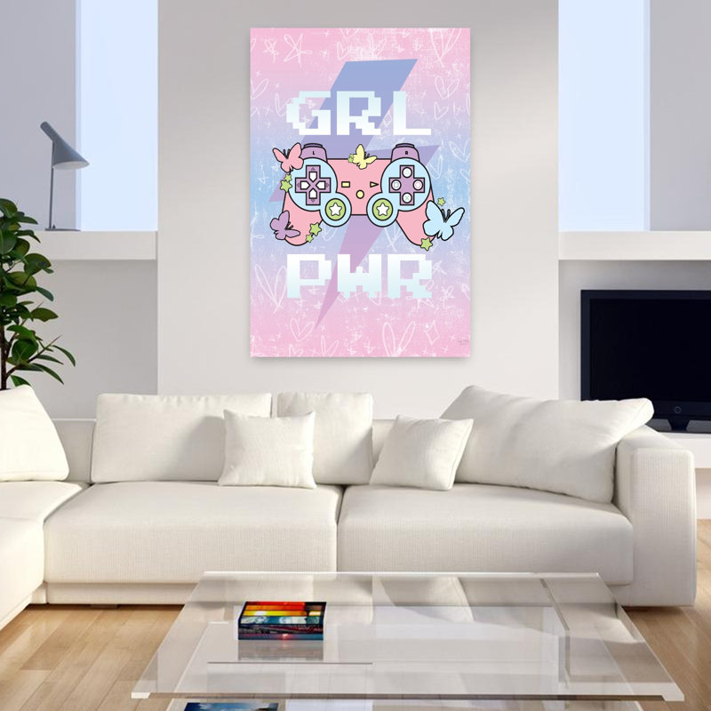 Girl Power, art contemporain avec papillon, H 48 po x l 32 po