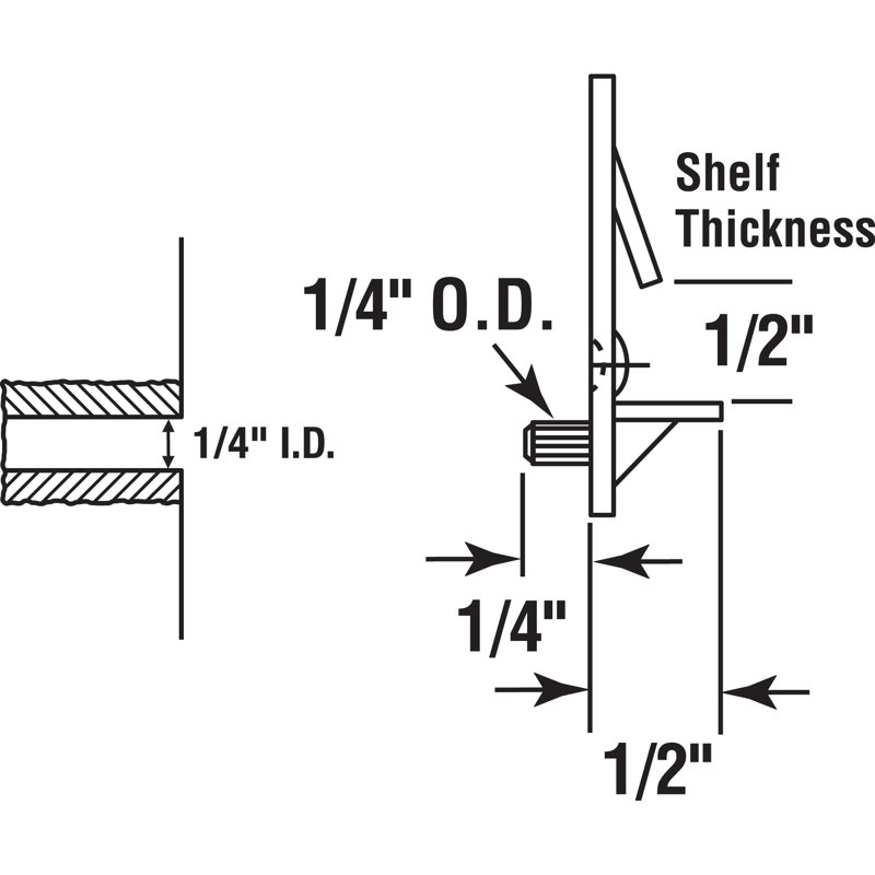 Prime-Line Self-Locking Shelf Support Pegs, Plastic, 5.4' H x 3.8' W