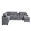Canapé modulaire en chenille gris clair de 141,5 po avec méridienne, porte-gobelets et ports de recharge-418017155