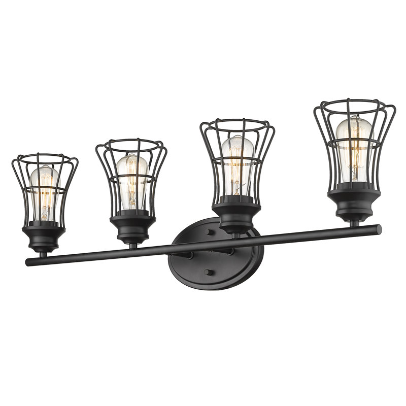 Éclairage pour meuble-lavabo 4 lumières Painesville, Noir mat