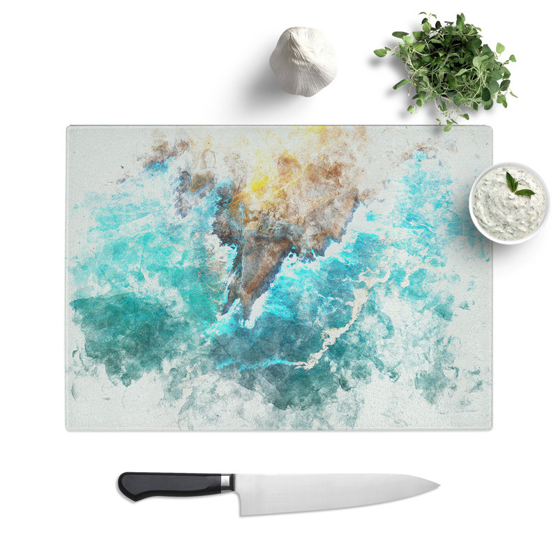 Tempered Glass Coast of Santander in Austria Chopping Board, 20 cm x 28.5 cm