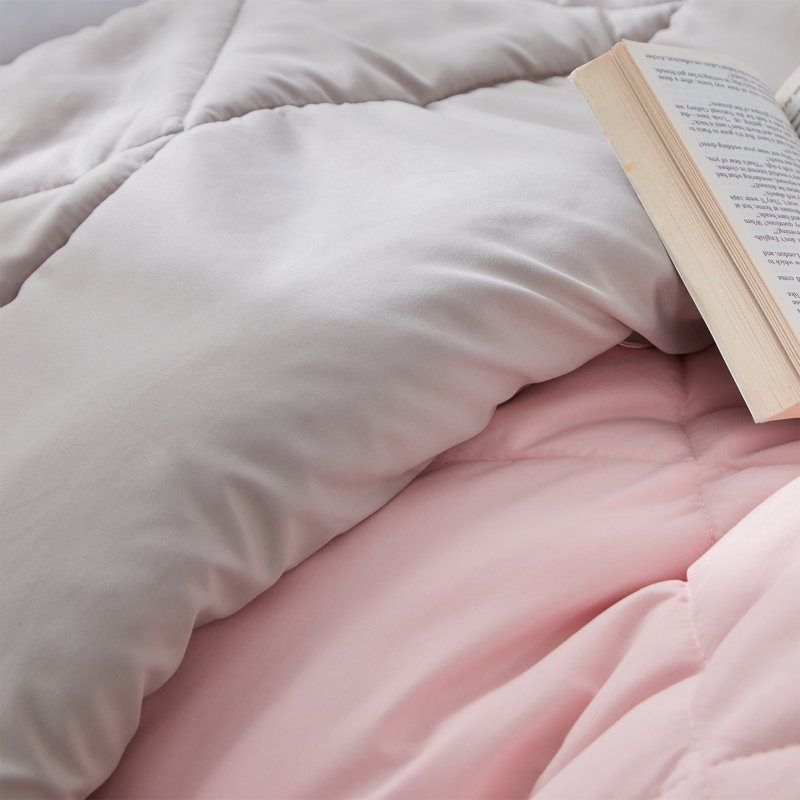 Édredon réversible pour lit simple TG, Rose quartz / pierre taupe