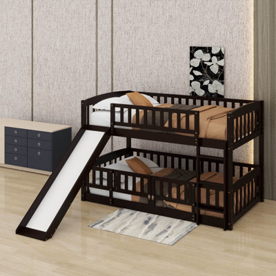 Twin Over Twin Bunk Bed With Fence