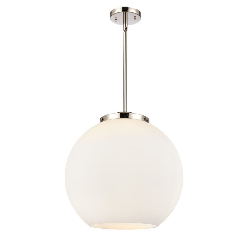 Luminaire suspendu sphère 3 lumières Ralph, H 16,38 po x l 15,75 po x P 15,75 po, Nickel poli, Blanc mat