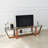 Modern TV Stand with 100% Tempered Glass & 100% Pine Solid Wood Frame, Walnut Color, 62.2 x 13.8 x 13.8 inches | 0.71-inch Thickness | Stylish & Durable Design for Living Room & Entertainment Spaces