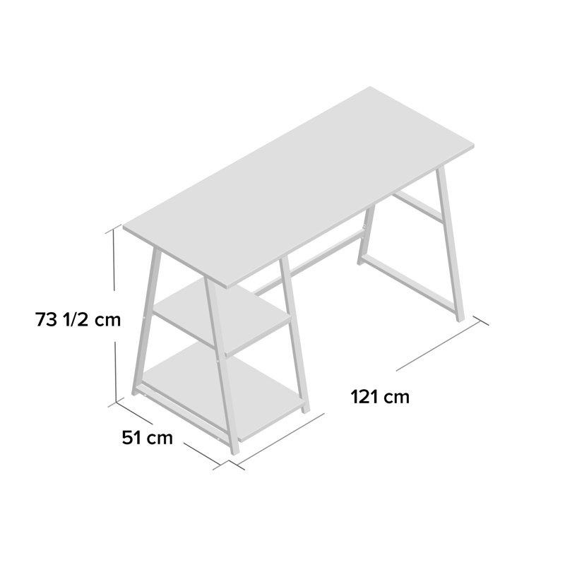 Sadie Metal Base Writing Desk, White, Beech