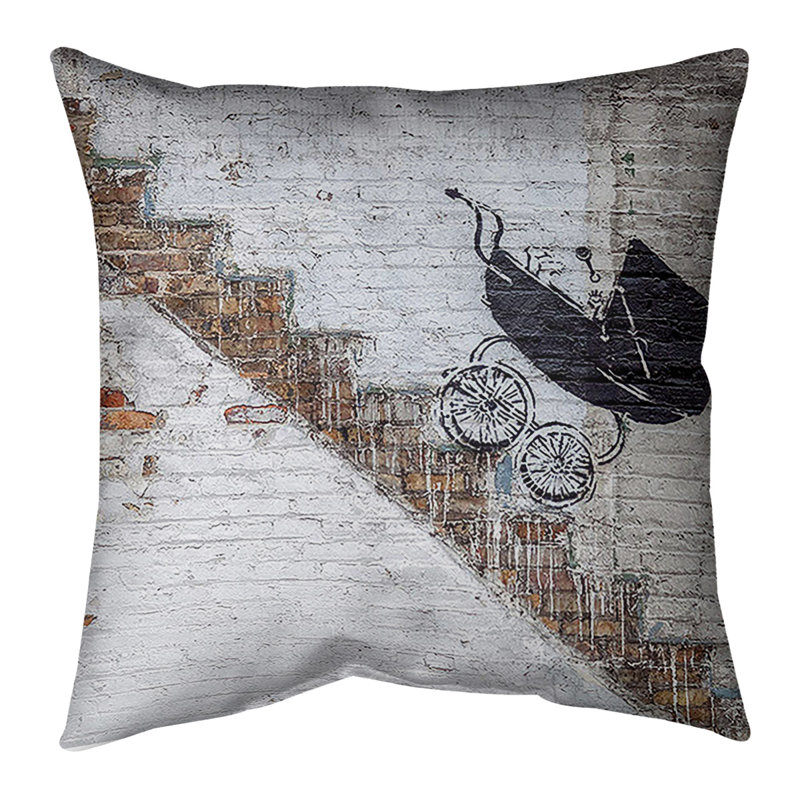 Reversible Throw Pillow, 14" x 14", Poly Twill
