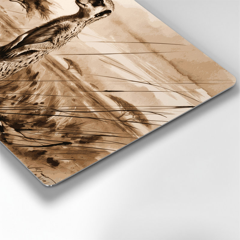 Faune sauvage suricate, art mural en métal beige, H 12 po x l 18 po