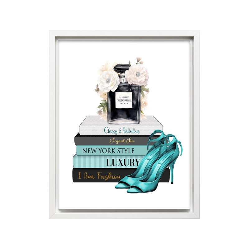 Parfum et talons, Canvas, 12"H x 16"W, White Framed