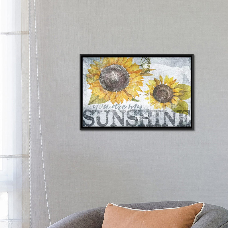 « Sunshine Sunflower » par Gigi Louise-impression, Toile avec cadre noir, Pas de tapis, H 18 po x l 26 po x P 1,5 po