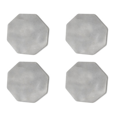 Coaster Set | 4" Hexagonal Shape White Marble Coasters Set of 4 | Luxury Natural Stone Coasters for Drinks | Genuine Marble Kitchen Accessories, Round Artisanal Stone Coaster for Kitchen Counter, Coffee Table, Home Décor