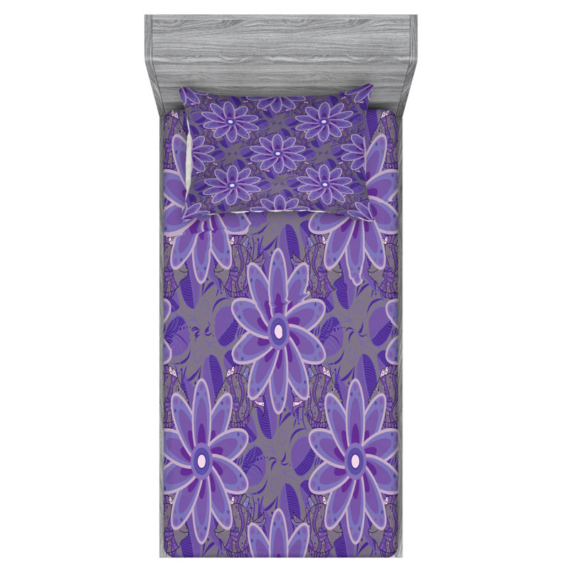 Mandala Microfiber Floral Sheet Set, Twin XL Sheet Set with Fitted Sheet