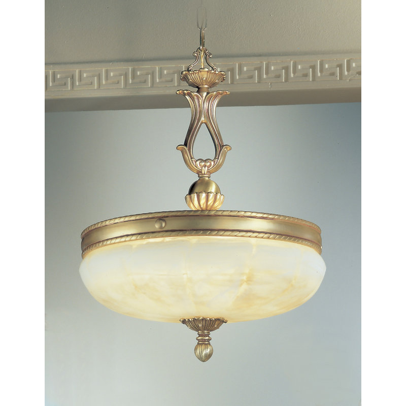 Luminaire suspendu bol à 5 lumières unique Comeaux, Bronze satiné avec patine brune, Sans cristal