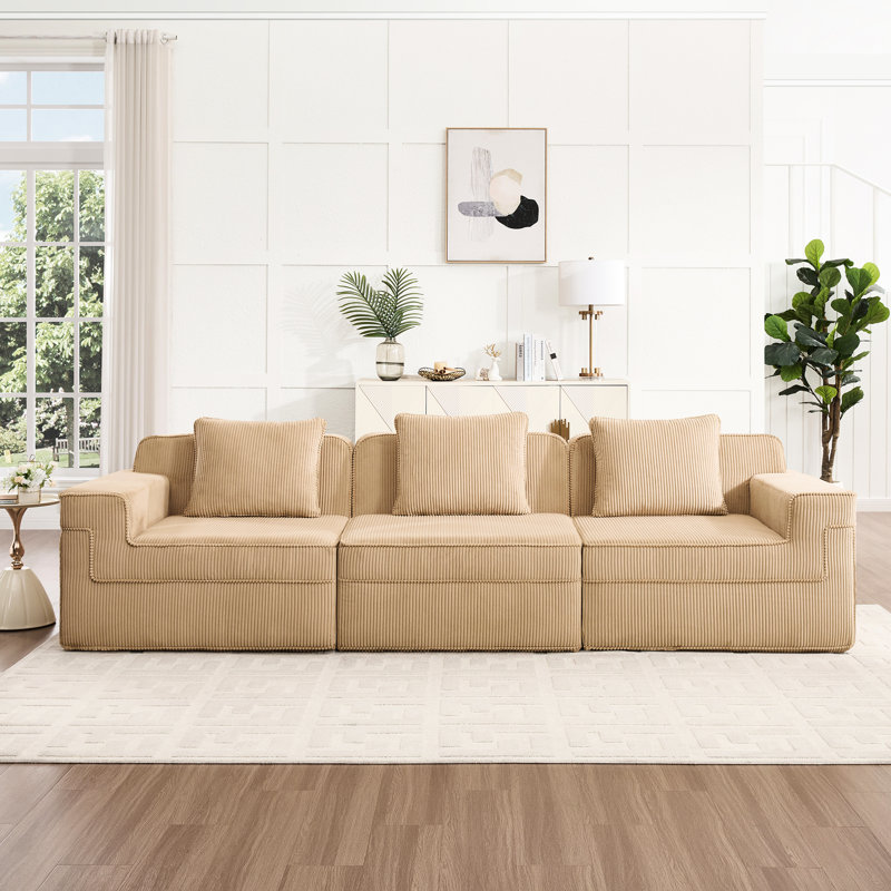 Modern Modular 3-Seat Sofa Couch