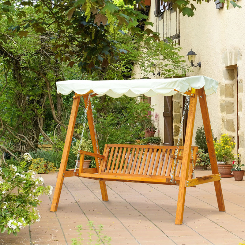 3 Person Pine Porch Swing with Canopy