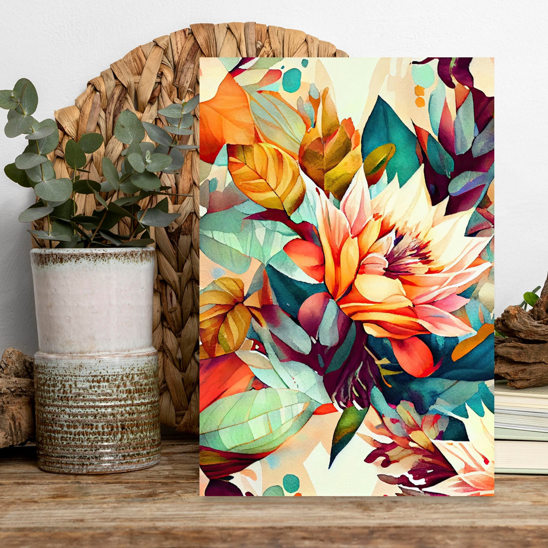 Vibrant Floral Watercolor Abstract Contemporary Flower Nature Wall Art Print
