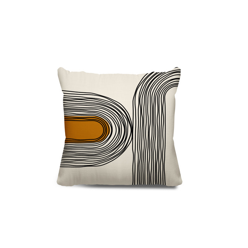 Coussin décoratif réversible intérieur / extérieur Cassie, Orange/crème/noir, H 19 po x l 19 po