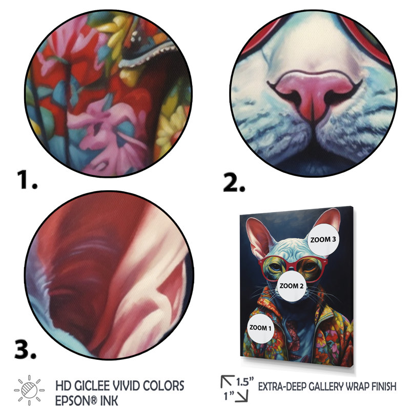 «Cool Cat With Sun Sun II», reproduction sur toile encadrée, H 32 po x l 16 po x P 1 po, Toile tendue