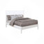 Lit plateforme très grand Mid-Century blanc, avec pieds fuselés ronds, sans sommier tapissier, base à lattes pour la chambre à coucher et fonction pratique-130814683-130814688