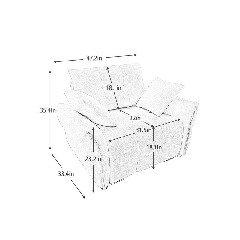  Fauteuil modulaire à assise profonde en chenille de 47 po, Beige