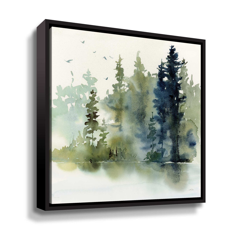 " Northern Woods " Painting Print, Black Floater Framed Canvas, 24" H x 24" W x 2" D