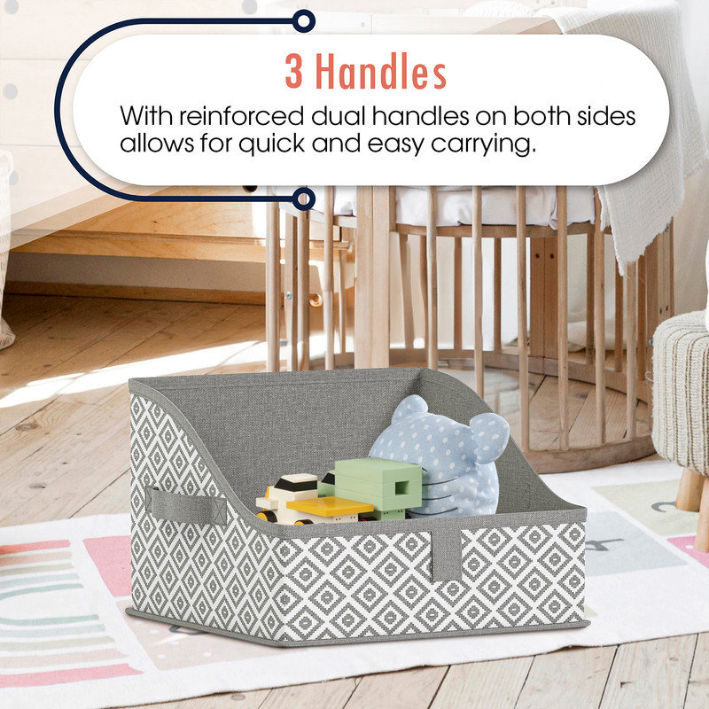 Ebern Designs 3 Pack Collapsible Trapezoid Storage Bins Bin, Diamond Grey